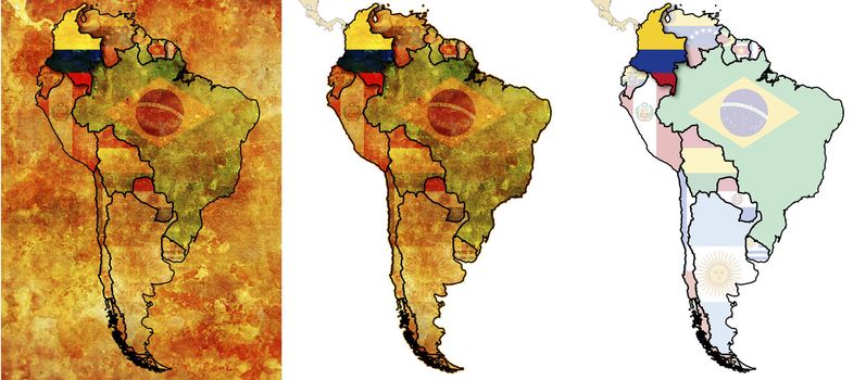 national flag of colombia in country territory with other countries flags