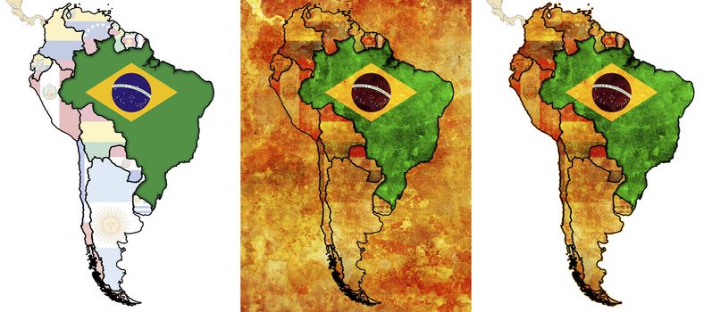 some old grunge political map of brazil