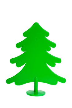 Single plastic pine fir tree isolated over white background