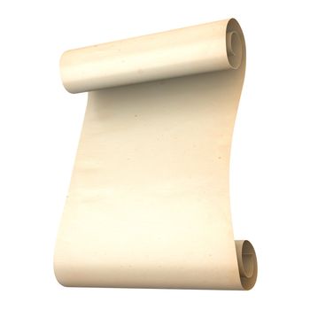 An ancient scroll. 3D rendered Illustration. Isolated on white. 