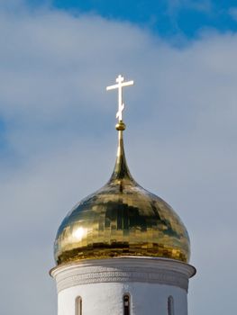 Cross on church dome religion scene