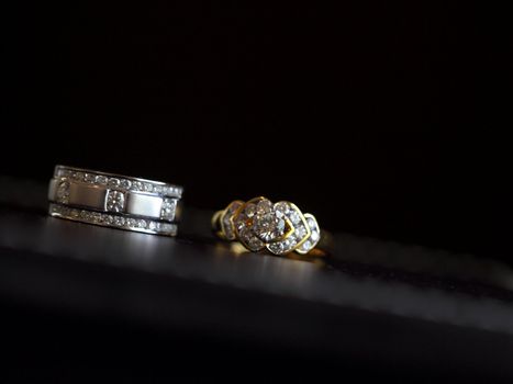 isolated couples of platinum diamond wedding rings