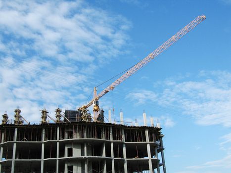 Tower crane with steel hook building metal construction