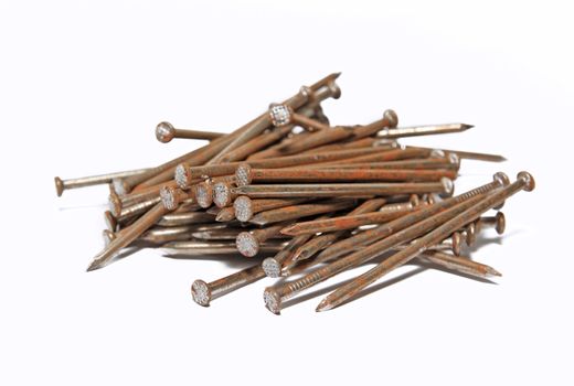 rusty nail on white background