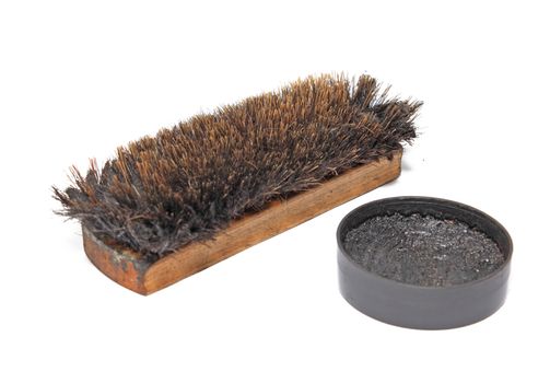 shoe brush on white background
