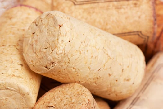 Macro view of a heap of wine corks