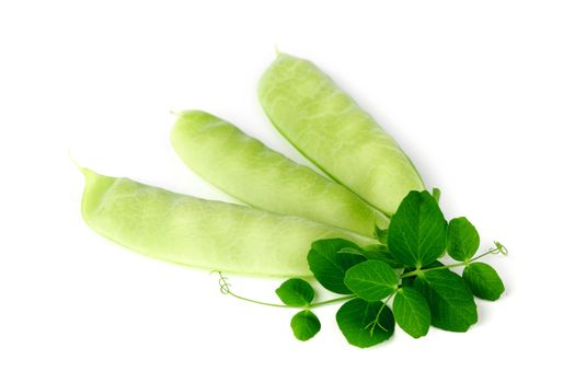 Pea and leaf isolated on white