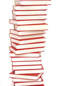 stack of red books isolated on white