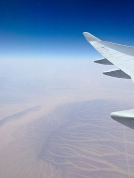 An aerial view of the desert in Arab region