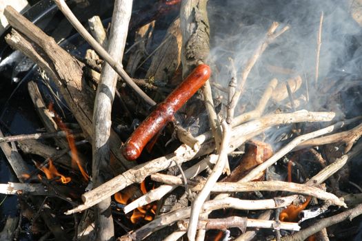 Picture of a barbecue outside fire place