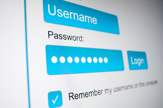 Login Box - Username and Password in Internet Browser on Computer Screen