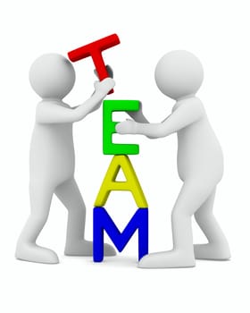 Conceptual image of teamwork. Isolated 3D on white