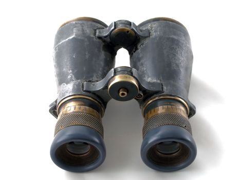 Looking binoculars lens isolated on white concepts