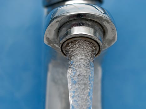 Clean sink and faucet at home toilet or bathroom