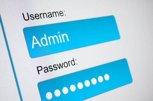 Login Box - Username and Password in Internet Browser on Computer Screen