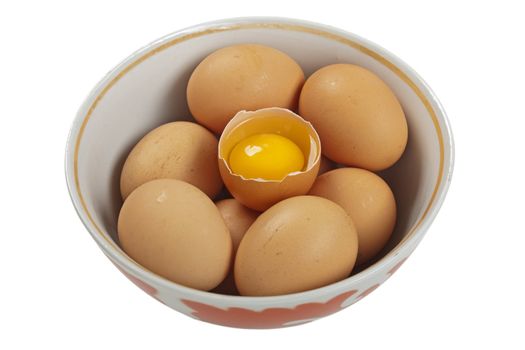 Brown chicken egg food white background isolated