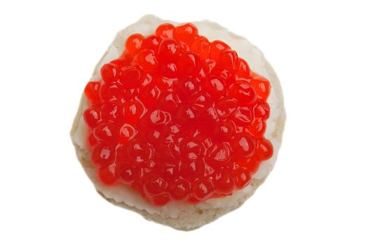 Seafood gourmet snack - red fish caviar on bread