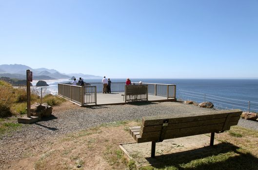 Ecola state park lookout point on the Oregon coastline near Cannon beach Oregon.