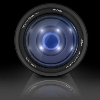 Illustration of camers lens on black background