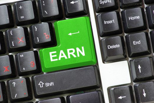 Keyboard with  keys for earn 