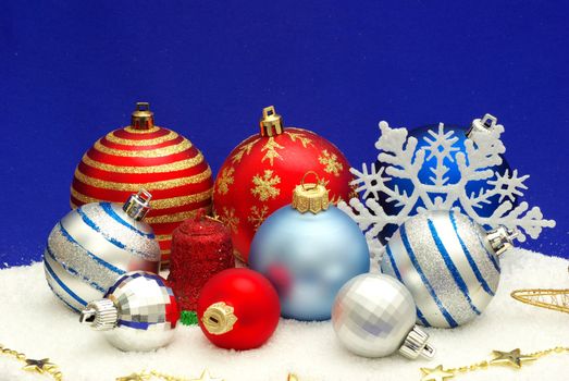 Christmas decoration over blue background
