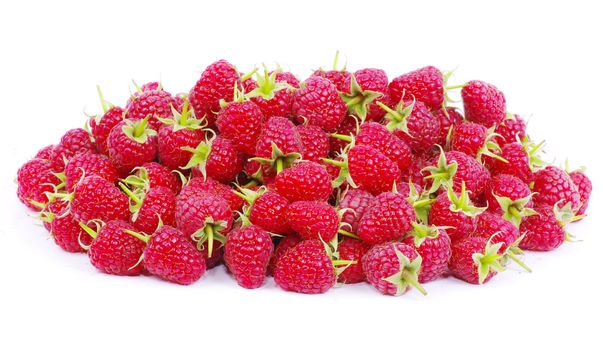 fresh raspberry closeup isolated on white background