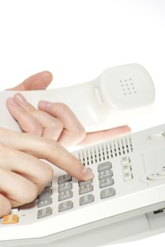 finger with  white telephone keypad