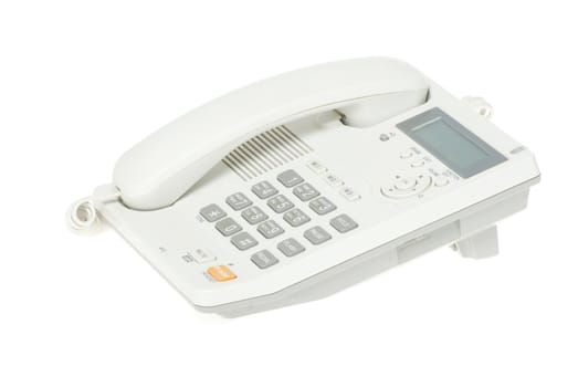 white office telephone on a white  background