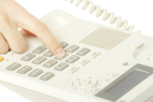 finger with  white telephone keypad