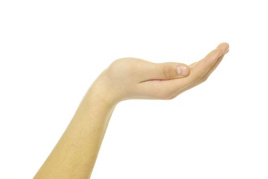 Empty hand isolated on a white background