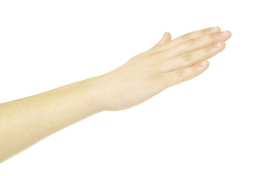human hand take over on white white background
