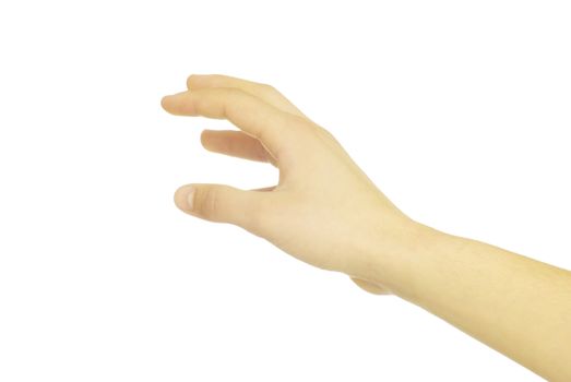 human hand take over on white white background