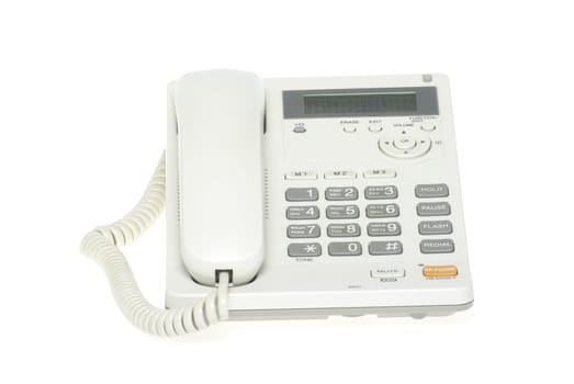 white office telephone on a white  background