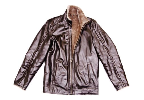 black leather jacket isolated on white background