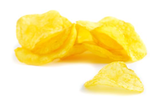 potatoe chips isolated on a white background