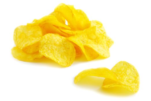  Potatoe chips isolated on a white background