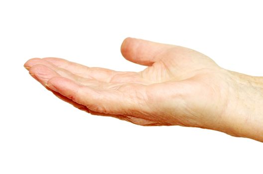  hand begging alms on a white background