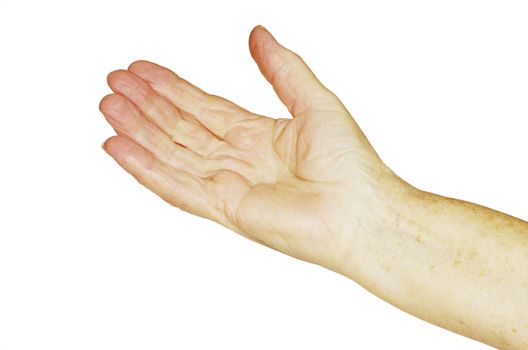 extended hand for help on a white background