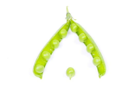 fresh green peas isolated on a white background