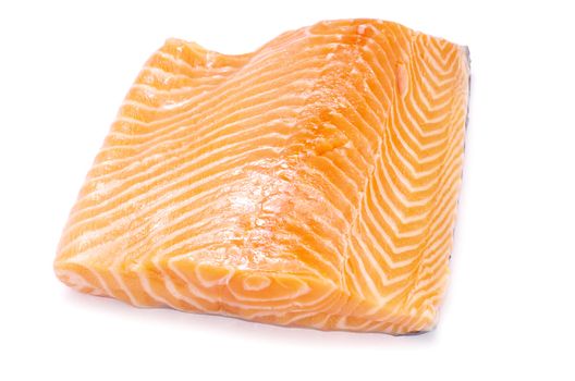 salmon steak red fish on white