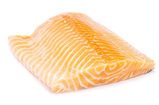 salmon steak red fish on white