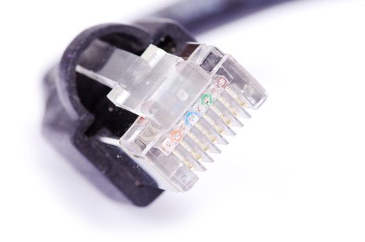  Macro shot of network connection plug