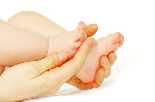 newborn baby feet isolated on white