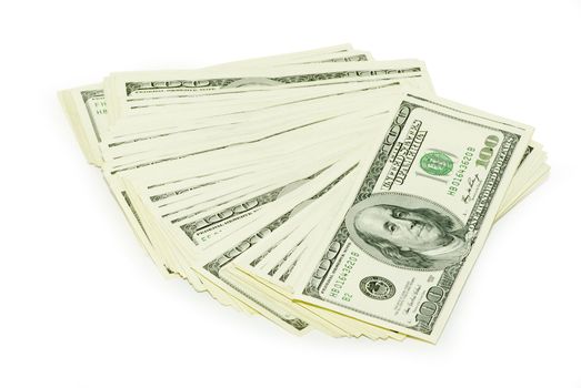 lot of money isolated on white background
