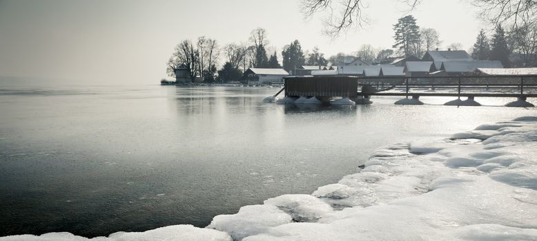 A winter scenery at Starnberg lake in Germany