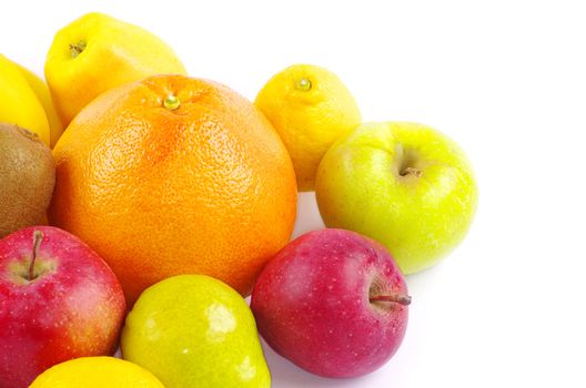 Composition with fruits isolated on white