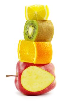 mixed fruit isolated on white