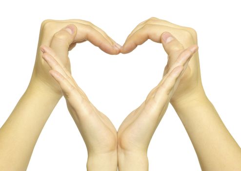  woman’s hands made in the form of heart