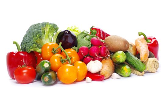  vegetables on the white background