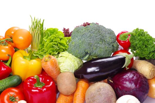 fresh vegetables on the white background